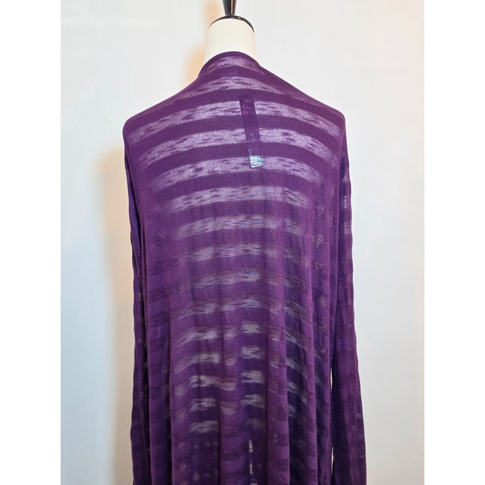 Plus Size Long Sleeve Cardigan Duster Open Front Lightweight Purple 4X Sheer - Picture 6 of 8